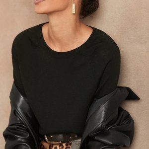 Black Seamless Merino Crew-Neck Sweater in Responsible Wool sz S